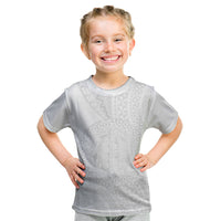 Tonga White Sunday Kid T Shirt Fakame Tongan Ngatu Turtle