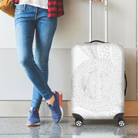 Tonga White Sunday Luggage Cover Fakame Tongan Ngatu Turtle LT14 - Polynesian Pride