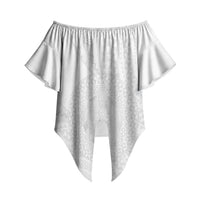 Tonga White Sunday Off Shoulder Wrap Waist Top Fakame Tongan Ngatu Turtle LT14 - Polynesian Pride