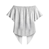 Tonga White Sunday Off Shoulder Wrap Waist Top Fakame Tongan Ngatu Turtle LT14 - Polynesian Pride