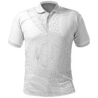 Tonga White Sunday Polo Shirt Fakame Tongan Ngatu Turtle