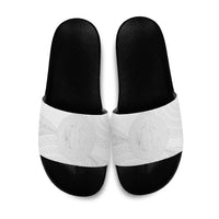 Tonga White Sunday Slide Sandals Fakame Tongan Ngatu Turtle LT14 White - Polynesian Pride