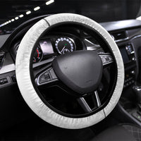 Tonga White Sunday Steering Wheel Cover Fakame Tongan Ngatu Turtle LT14 Universal Fit White - Polynesian Pride