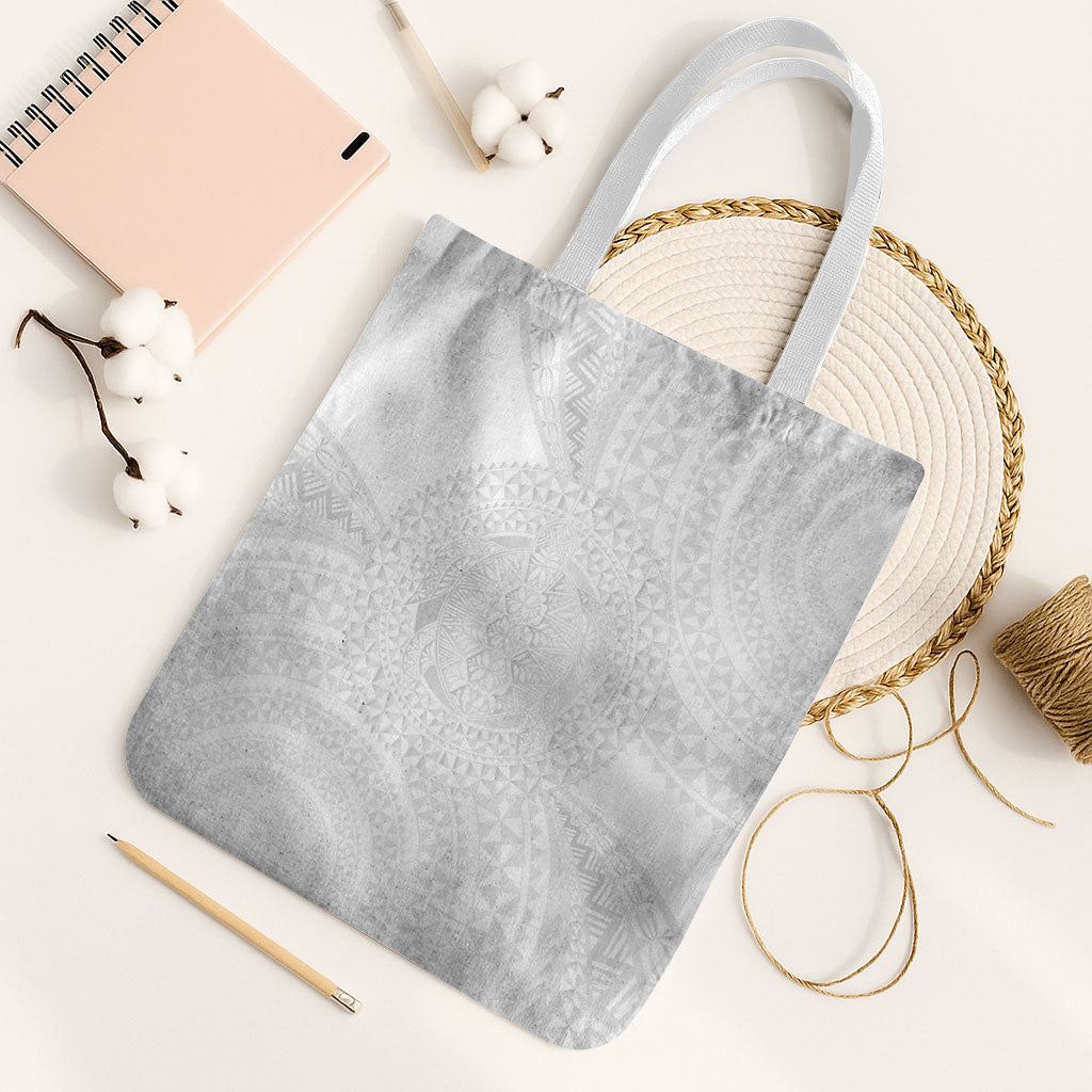 Tonga White Sunday Tote Bag Fakame Tongan Ngatu Turtle LT14 White Strap One Size White - Polynesian Pride