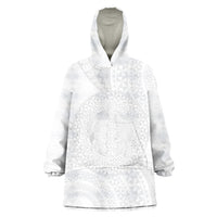 Tonga White Sunday Wearable Blanket Hoodie Fakame Tongan Ngatu Turtle LT14 One Size White - Polynesian Pride