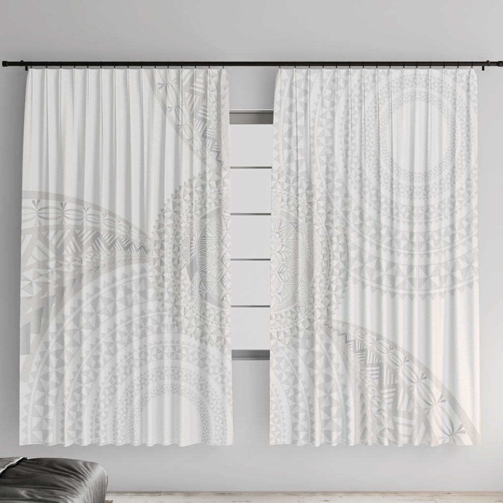 Tonga White Sunday Window Curtain Fakame Tongan Ngatu Turtle