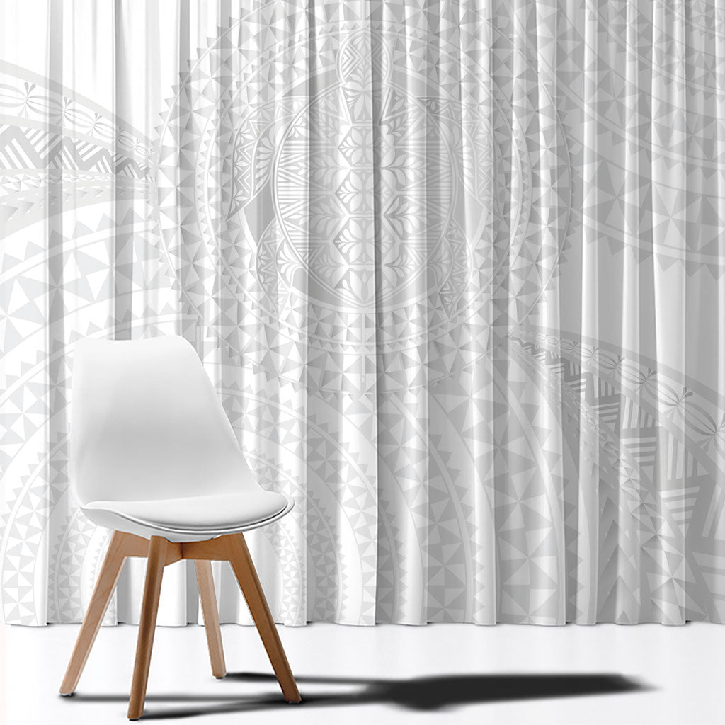 Tonga White Sunday Window Curtain Fakame Tongan Ngatu Turtle