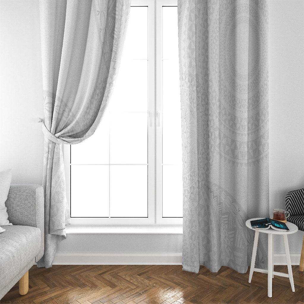 Tonga White Sunday Window Curtain Fakame Tongan Ngatu Turtle