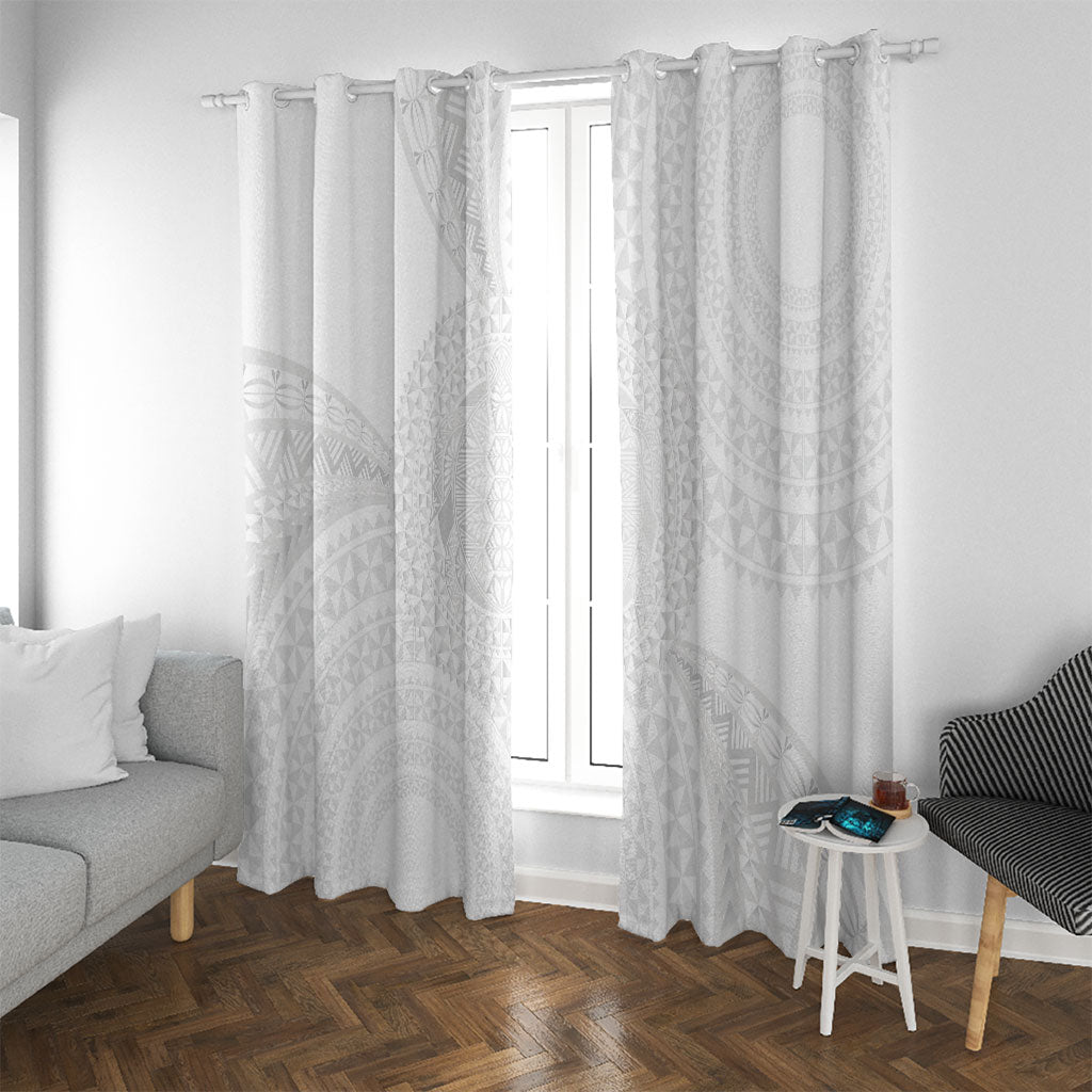 Tonga White Sunday Window Curtain Fakame Tongan Ngatu Turtle