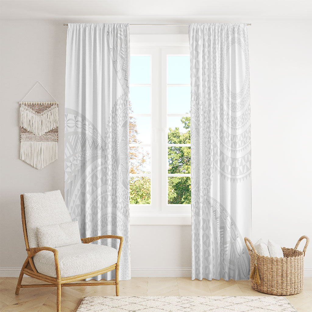 Tonga White Sunday Window Curtain Fakame Tongan Ngatu Turtle