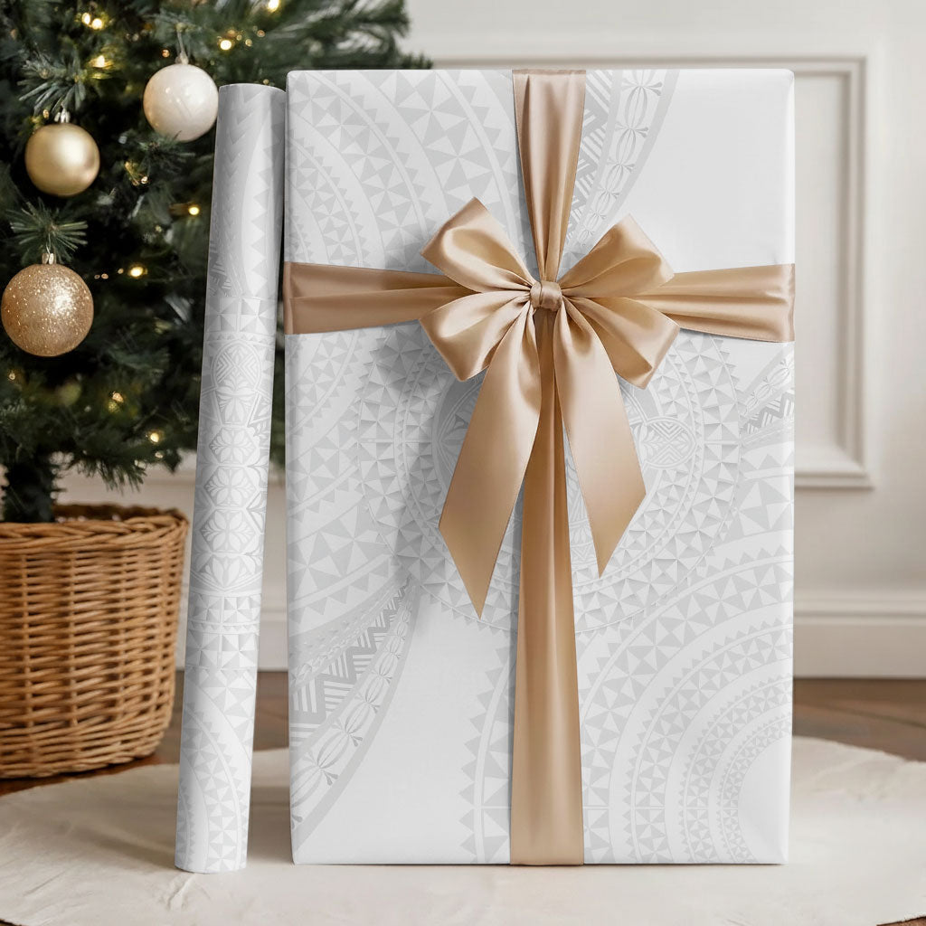 Tonga White Sunday Wrapping Paper Fakame Tongan Ngatu Turtle LT14 - Polynesian Pride