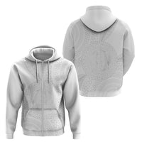 Tonga White Sunday Zip Hoodie Fakame Tongan Ngatu Turtle LT14 - Polynesian Pride