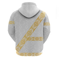 Tonga White Sunday Hoodie Fakame Tongan Ngatu Pattern Gold Strips LT14 - Polynesian Pride