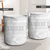 Samoa White Sunday Laundry Basket Lotu Tamaiti Samoan Siapo Teuila Flowers LT14 - Polynesian Pride