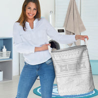 Samoa White Sunday Laundry Basket Lotu Tamaiti Samoan Siapo Teuila Flowers LT14 - Polynesian Pride