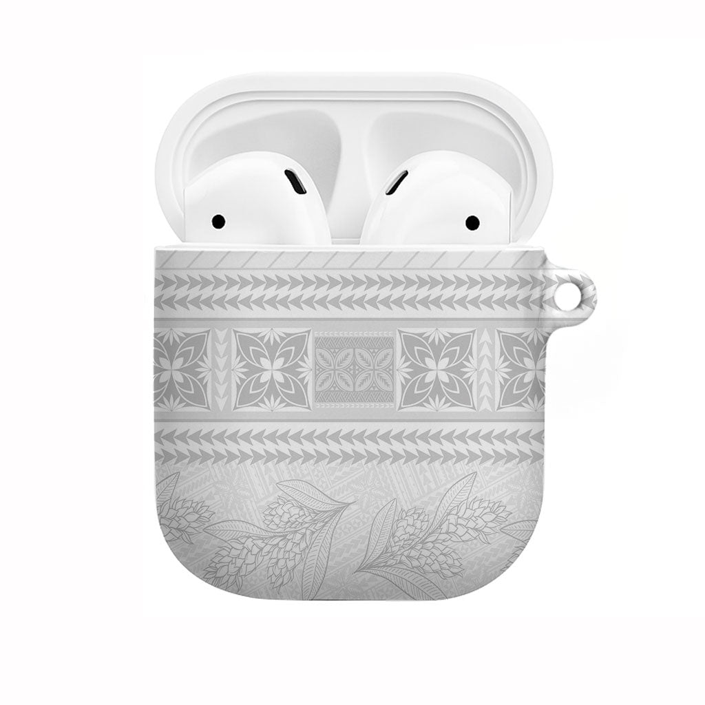Samoa White Sunday AirPods Case Lotu Tamaiti Samoan Siapo Teuila Flowers LT14 White - Polynesian Pride