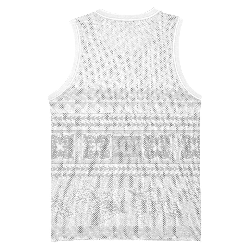 Samoa White Sunday Basketball Jersey Lotu Tamaiti Samoan Siapo Teuila Flowers LT14 - Polynesian Pride