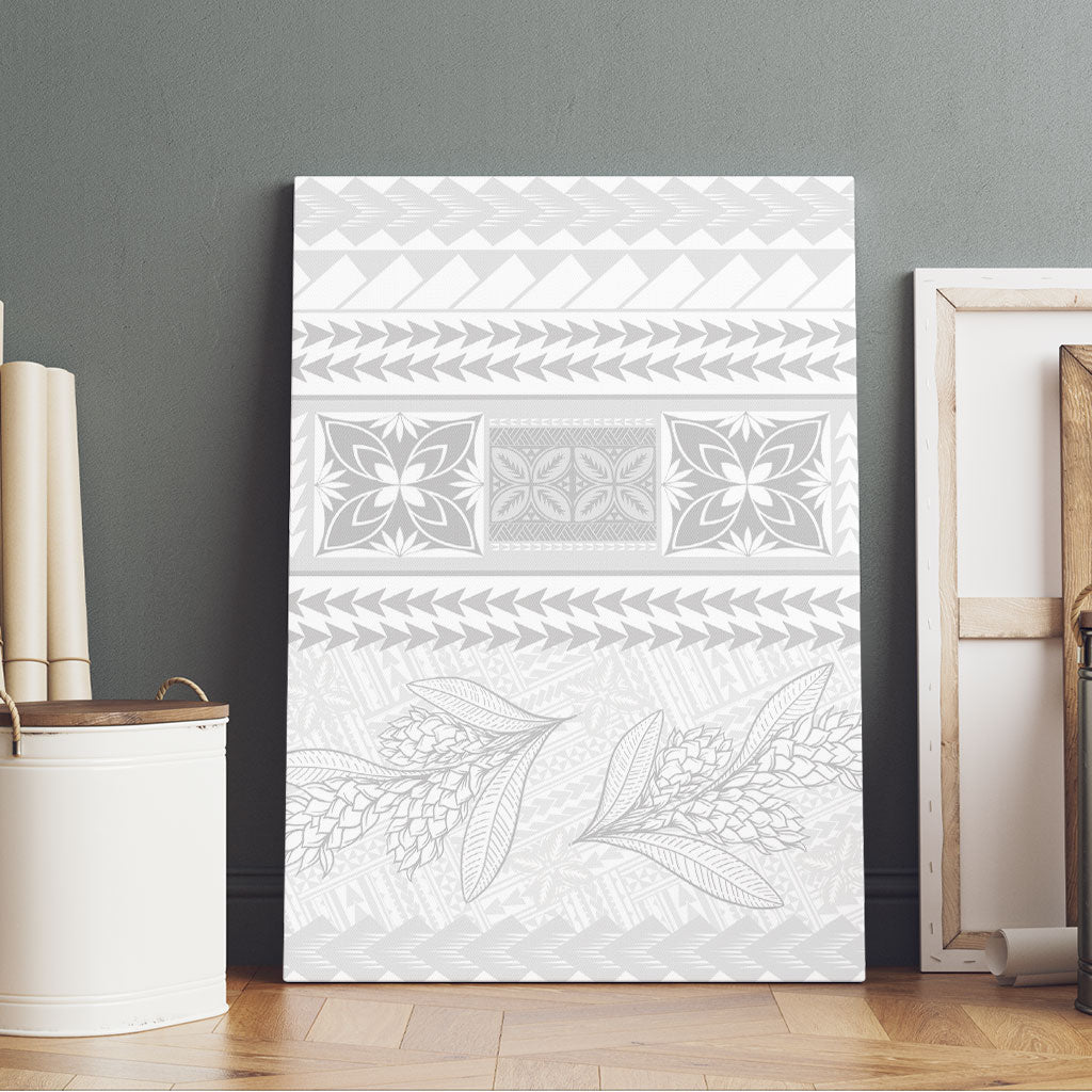 Samoa White Sunday Canvas Wall Art Lotu Tamaiti Samoan Siapo Teuila Flowers LT14 - Polynesian Pride