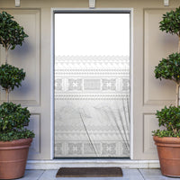 Samoa White Sunday Door Cover Lotu Tamaiti Samoan Siapo Teuila Flowers LT14 White - Polynesian Pride