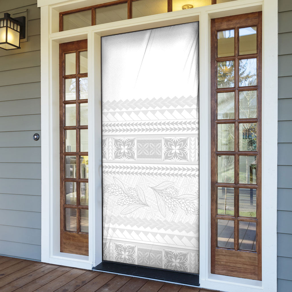 Samoa White Sunday Door Cover Lotu Tamaiti Samoan Siapo Teuila Flowers LT14 - Polynesian Pride