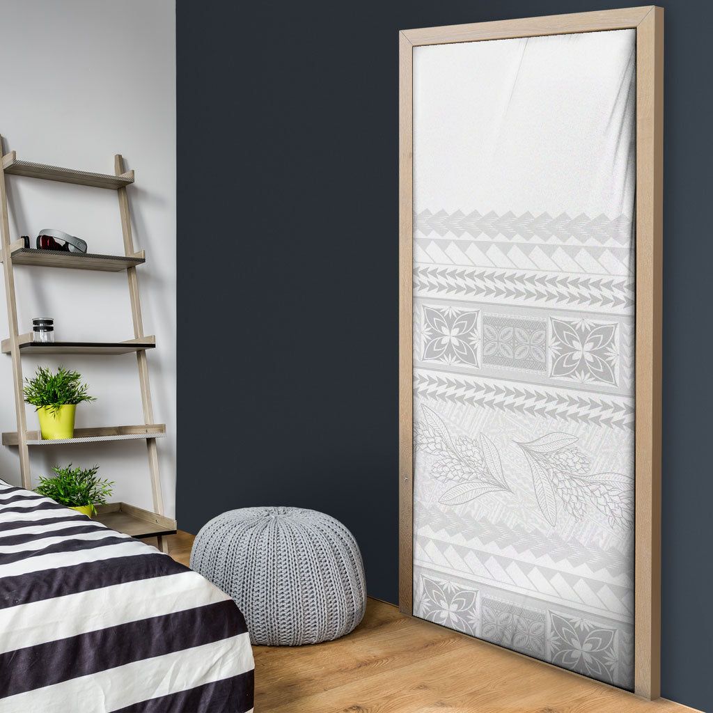 Samoa White Sunday Door Cover Lotu Tamaiti Samoan Siapo Teuila Flowers LT14 - Polynesian Pride