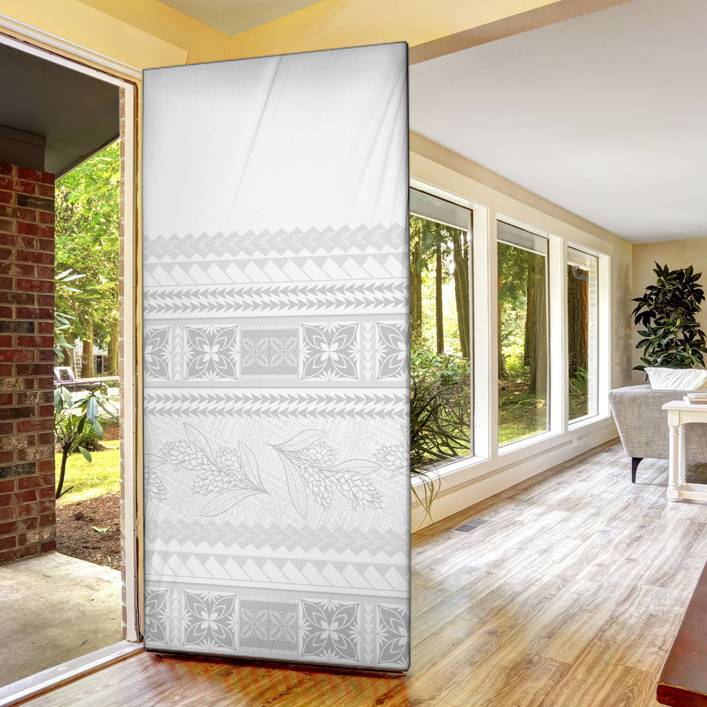Samoa White Sunday Door Cover Lotu Tamaiti Samoan Siapo Teuila Flowers LT14 - Polynesian Pride