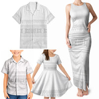 Samoa White Sunday Family Matching Tank Maxi Dress and Hawaiian Shirt Lotu Tamaiti Samoan Siapo Teuila Flowers LT14 - Polynesian Pride