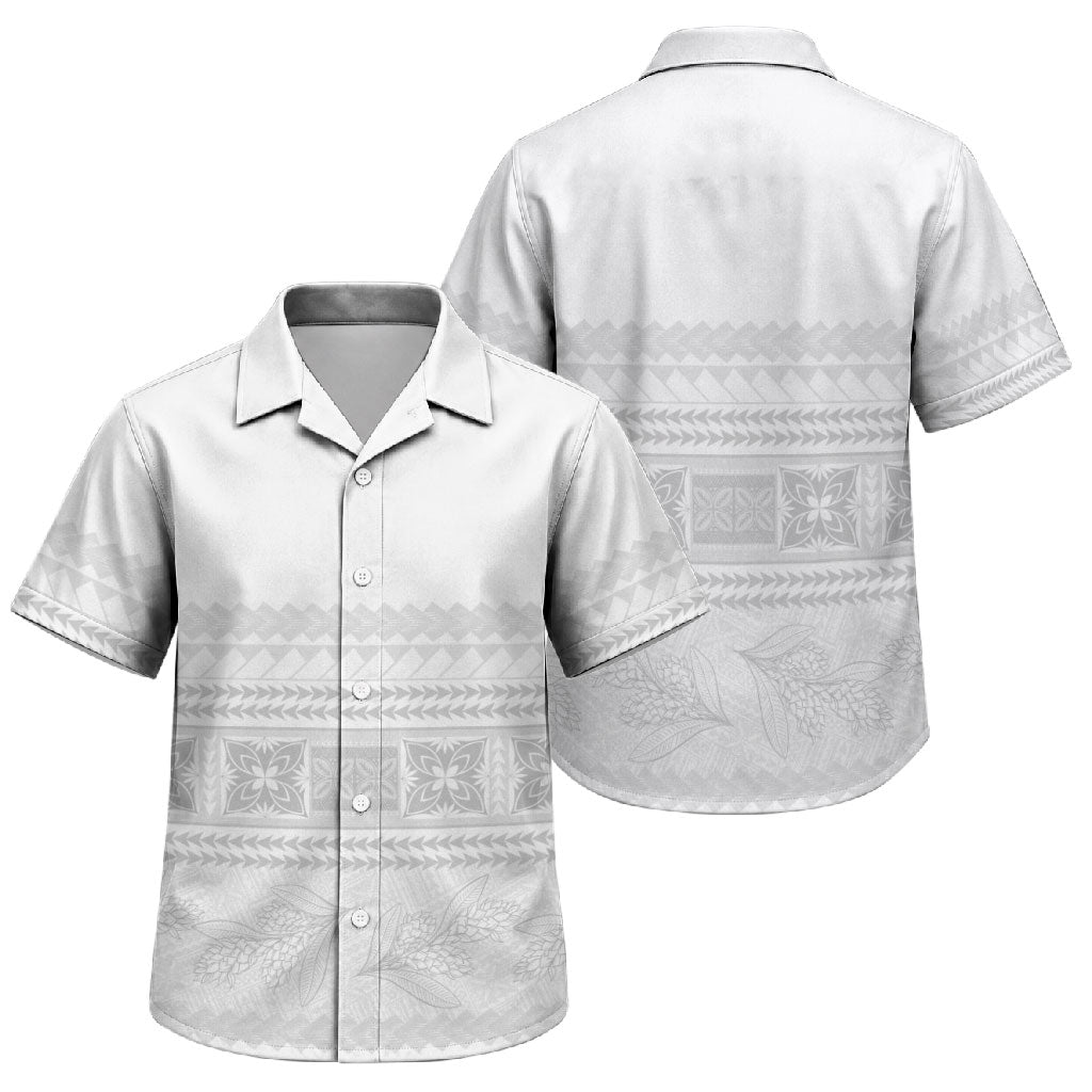 Samoa White Sunday Family Matching Tank Maxi Dress and Hawaiian Shirt Lotu Tamaiti Samoan Siapo Teuila Flowers LT14 Son's Shirt White - Polynesian Pride