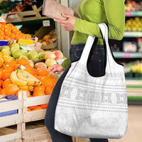 Samoa White Sunday Grocery Bag Lotu Tamaiti Samoan Siapo Teuila Flowers LT14 - Polynesian Pride