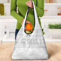 Samoa White Sunday Grocery Bag Lotu Tamaiti Samoan Siapo Teuila Flowers LT14 - Polynesian Pride