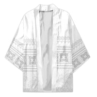 Samoa White Sunday Kimono Lotu Tamaiti Samoan Siapo Teuila Flowers LT14 Unisex White - Polynesian Pride