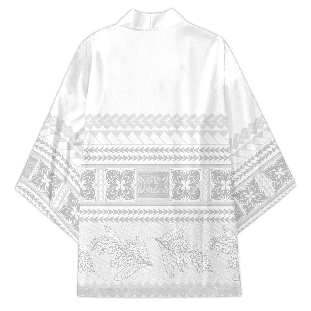 Samoa White Sunday Kimono Lotu Tamaiti Samoan Siapo Teuila Flowers LT14 - Polynesian Pride