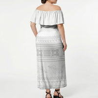 Samoa White Sunday Off Shoulder Maxi Dress Lotu Tamaiti Samoan Siapo Teuila Flowers LT14 - Polynesian Pride