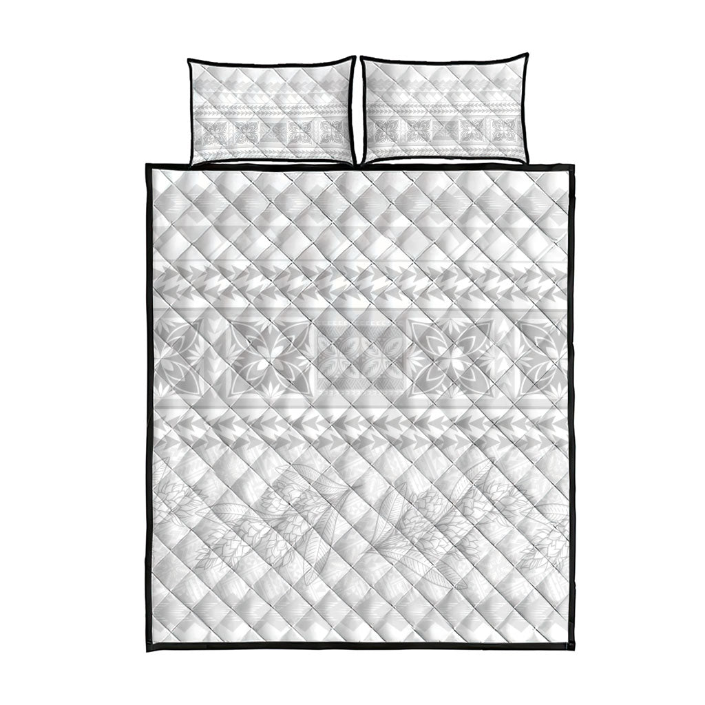 Samoa White Sunday Quilt Bed Set Lotu Tamaiti Samoan Siapo Teuila Flowers LT14 - Polynesian Pride