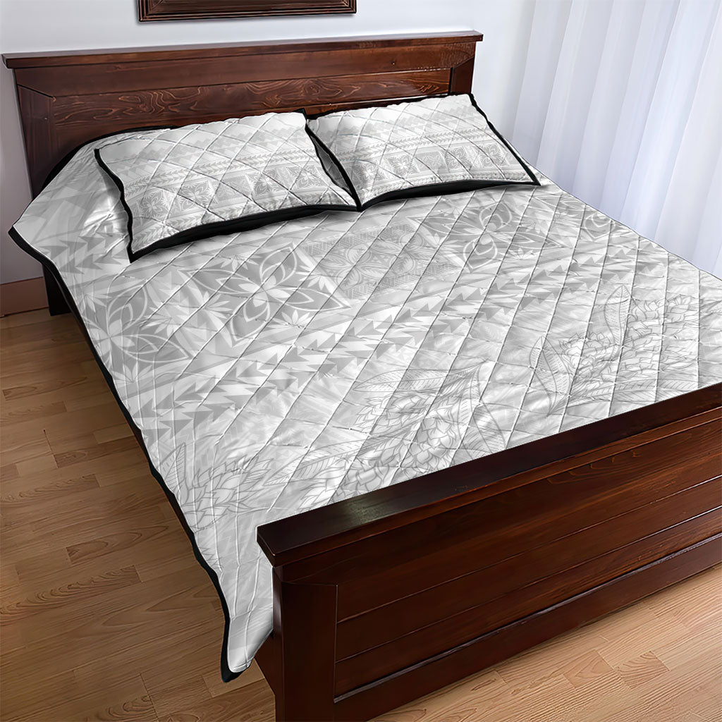 Samoa White Sunday Quilt Bed Set Lotu Tamaiti Samoan Siapo Teuila Flowers LT14 - Polynesian Pride