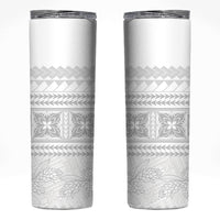 Samoa White Sunday Skinny Tumbler Lotu Tamaiti Samoan Siapo Teuila Flowers LT14 White - Polynesian Pride