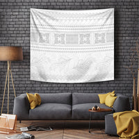 Samoa White Sunday Tapestry Lotu Tamaiti Samoan Siapo Teuila Flowers LT14 White - Polynesian Pride
