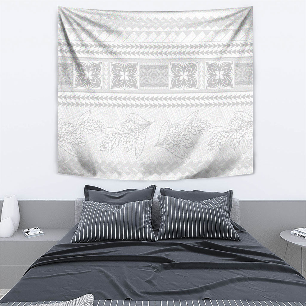 Samoa White Sunday Tapestry Lotu Tamaiti Samoan Siapo Teuila Flowers LT14 - Polynesian Pride