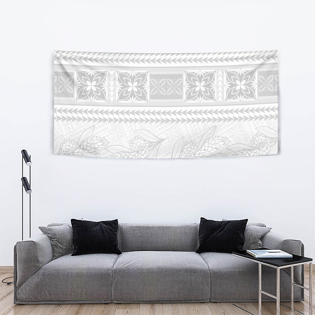 Samoa White Sunday Tapestry Lotu Tamaiti Samoan Siapo Teuila Flowers LT14 - Polynesian Pride