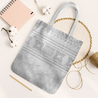 Samoa White Sunday Tote Bag Lotu Tamaiti Samoan Siapo Teuila Flowers LT14 White Strap One Size White - Polynesian Pride