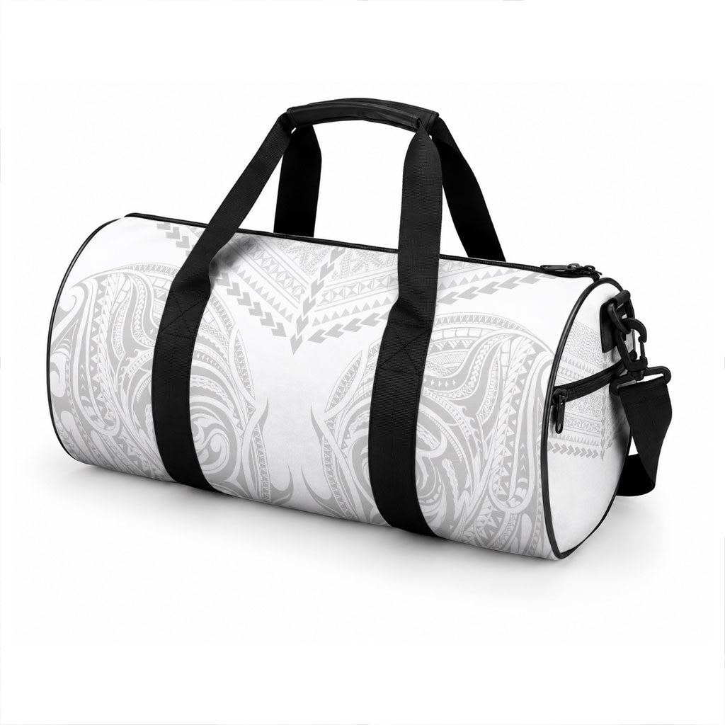 Niue White Sunday Duffle Bag Aho Tapu Fanau Hiapo Pattern LT14 - Polynesian Pride
