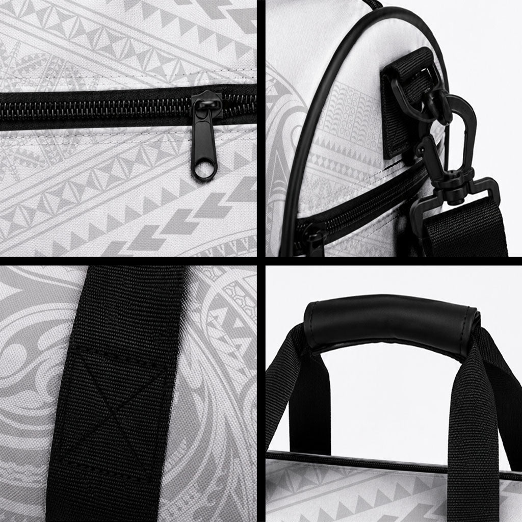 Niue White Sunday Duffle Bag Aho Tapu Fanau Hiapo Pattern LT14 - Polynesian Pride