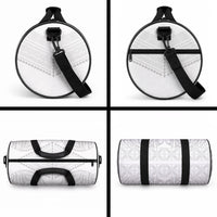 Niue White Sunday Duffle Bag Aho Tapu Fanau Hiapo Pattern LT14 - Polynesian Pride