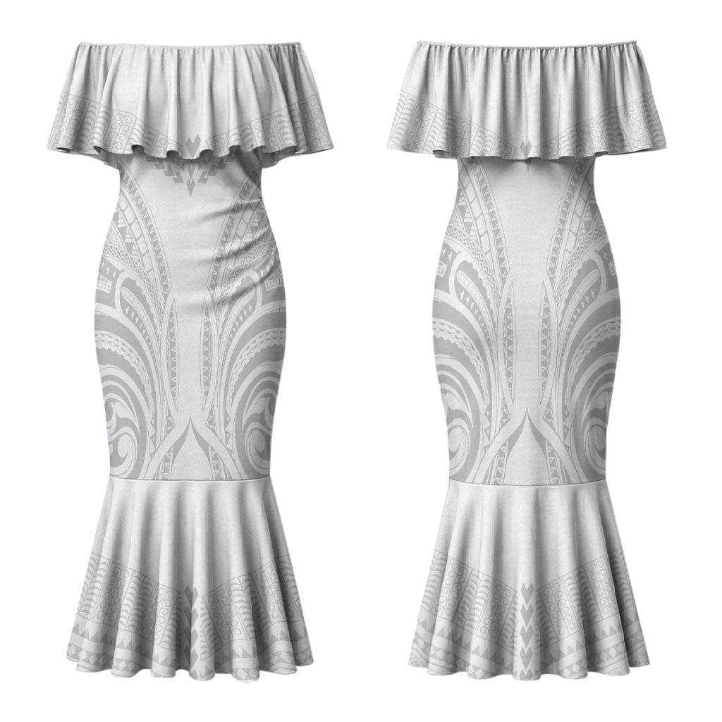 Niue White Sunday Family Matching Mermaid Dress and Hawaiian Shirt Aho Tapu Fanau Hiapo Pattern