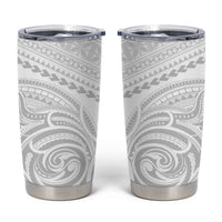 Niue White Sunday Tumbler Cup Aho Tapu Fanau Hiapo Pattern LT14 White - Polynesian Pride