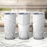 Niue White Sunday Tumbler Cup Aho Tapu Fanau Hiapo Pattern LT14 - Polynesian Pride
