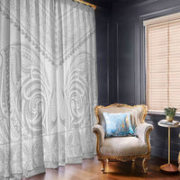 Niue White Sunday Window Curtain Aho Tapu Fanau Hiapo Pattern LT14 - Polynesian Pride