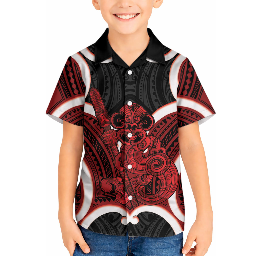 Whero Aotearoa Atua Tumatauenga Personalised Hawaiian Shirt Maori God Of War Tiki With Taiaha LT14 - Polynesian Pride