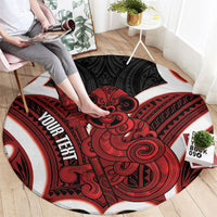 Whero Aotearoa Atua Tumatauenga Personalised Round Carpet Maori God Of War Tiki With Taiaha LT14 - Polynesian Pride