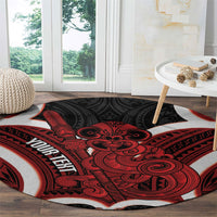 Whero Aotearoa Atua Tumatauenga Personalised Round Carpet Maori God Of War Tiki With Taiaha LT14 - Polynesian Pride